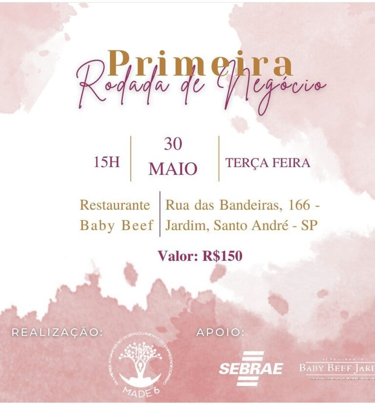O grupo de Mulheres Empreendedoras M.A.D.E 6 fará sua Primeira Rodada de Negócios em Santo André no próximo dia 30 de Maio